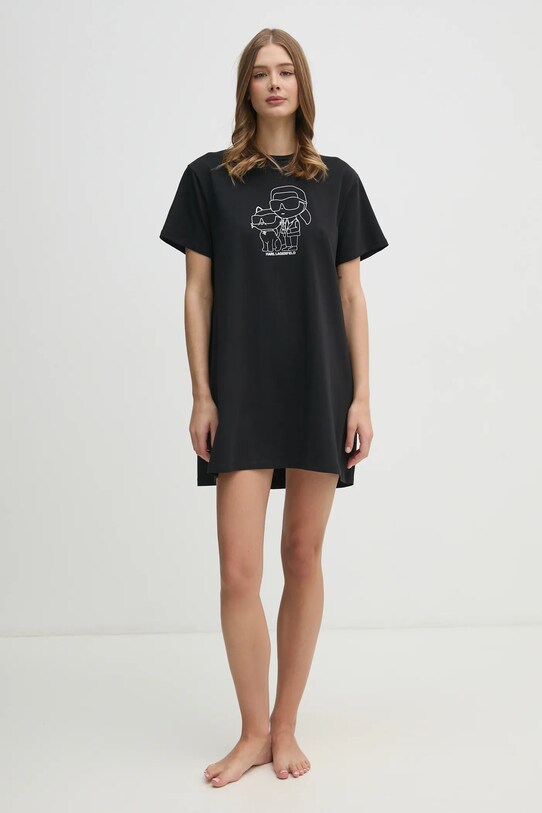 Хлопковая ночная рубашка Karl Lagerfeld 236W2114 чёрный AA00