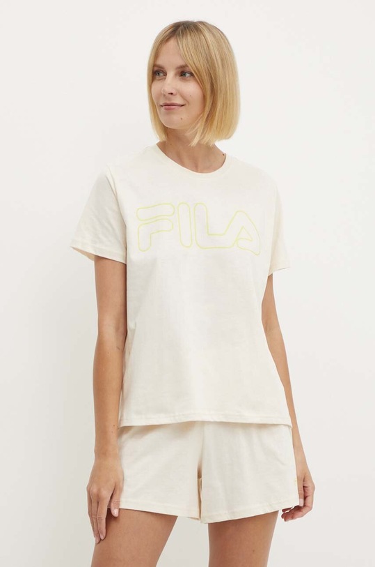 Fila pigama in lana sovrastampa beige FPS4177