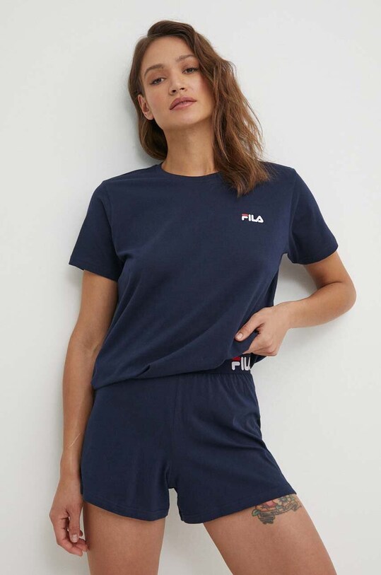 Fila pijamale de bumbac set bleumarin FPS4180