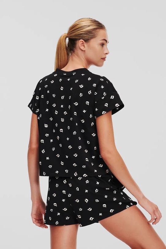 Pamučna pidžama Karl Lagerfeld IKON A1W45002 crna AA00