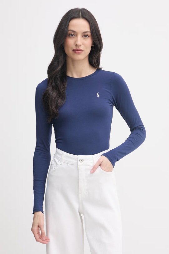Polo Ralph Lauren body damskie bawełniane z elastanem granatowy 4P0490