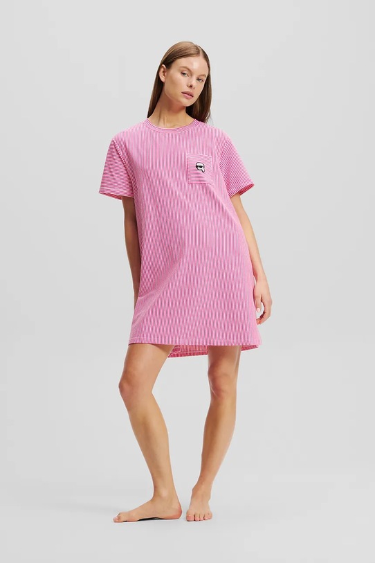 Karl Lagerfeld koszula nocna bawełniana IKON różowy A2W45011