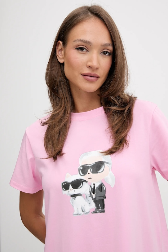 Oblačila Bombažna spalna srajca Karl Lagerfeld A3W45007 roza