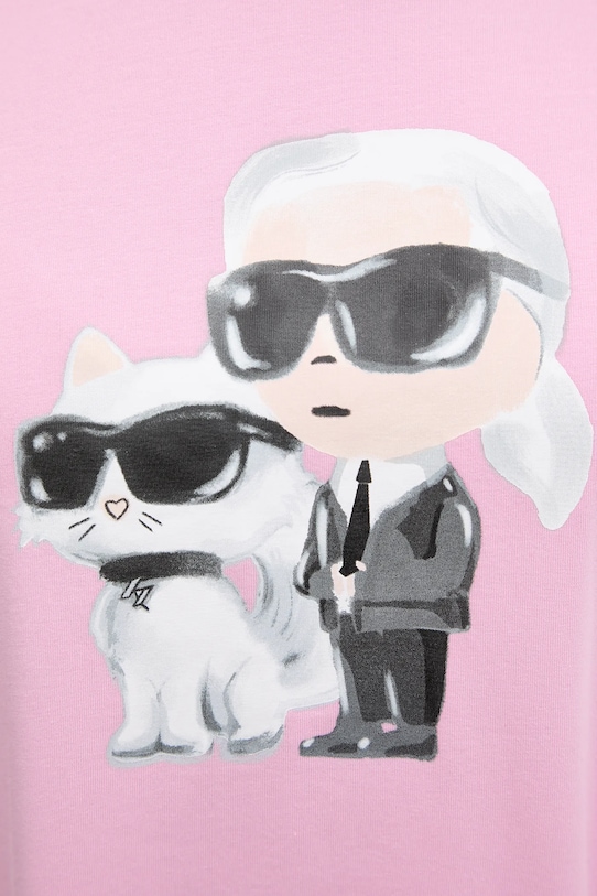 Bombažna spalna srajca Karl Lagerfeld roza A3W45007