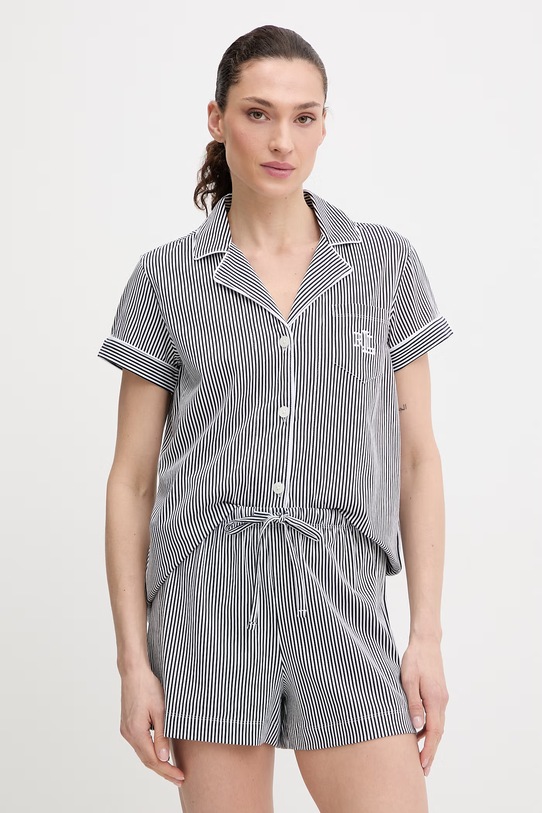 Bavlněné pyžamo Lauren Ralph Lauren sada námořnická modř ILN82313