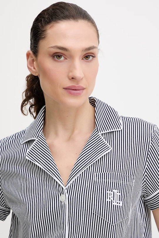 Bavlněné pyžamo Lauren Ralph Lauren námořnická modř ILN82313