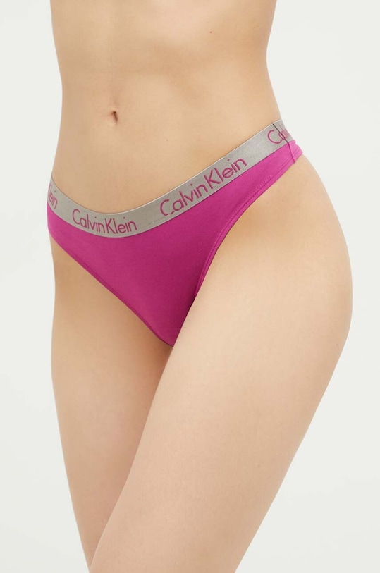 Calvin Klein Underwear stringi dzianina fioletowy 000QD3539E