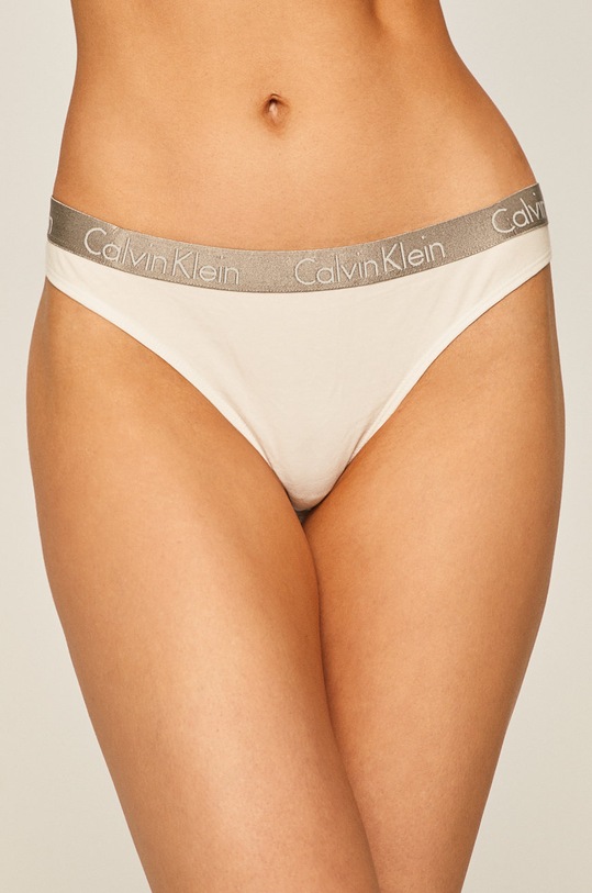 Tanga Calvin Klein Underwear Thong potisk bílá 000QD3539E