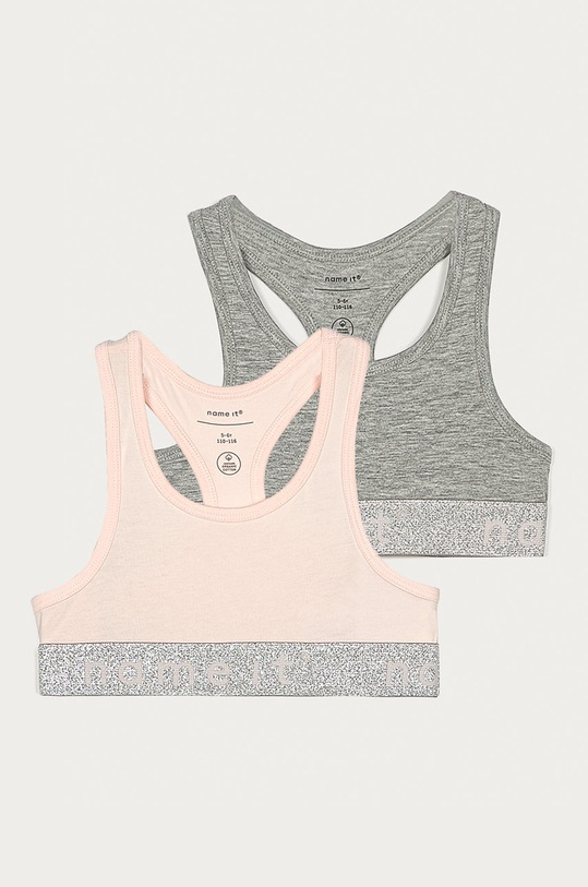 Name it - Biustonosz sportowy dziecięcy 116-164 cm (2-pack) melanż różowy 13168347