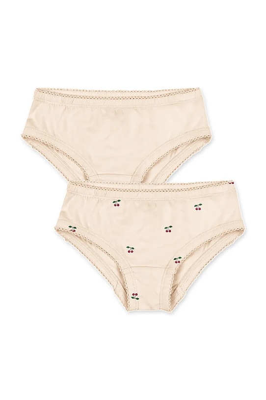 Konges Sløjd kalhotky dětské bavlněné BASIC 2 PACK GIRL UNDERPANTS GOTS 2-pack béžová KS105637.PPY2