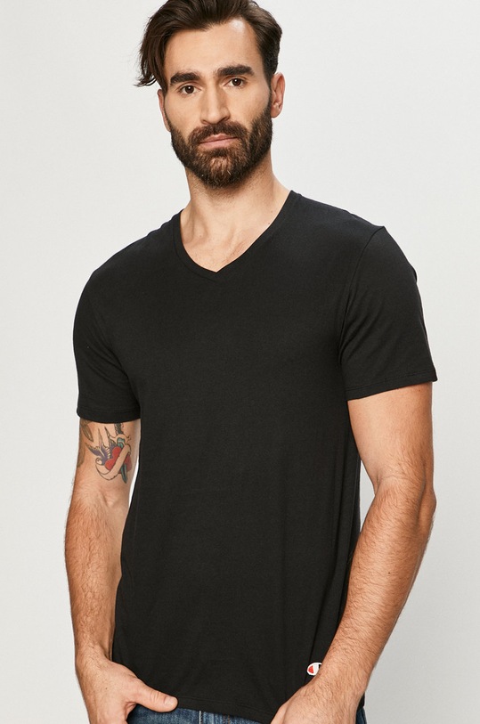 Champion - Tričko (2-pack) Y09G7 hladký černá Y09G7