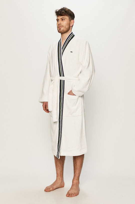 Kućni ogrtač Lacoste pamuk bijela LCLUB
