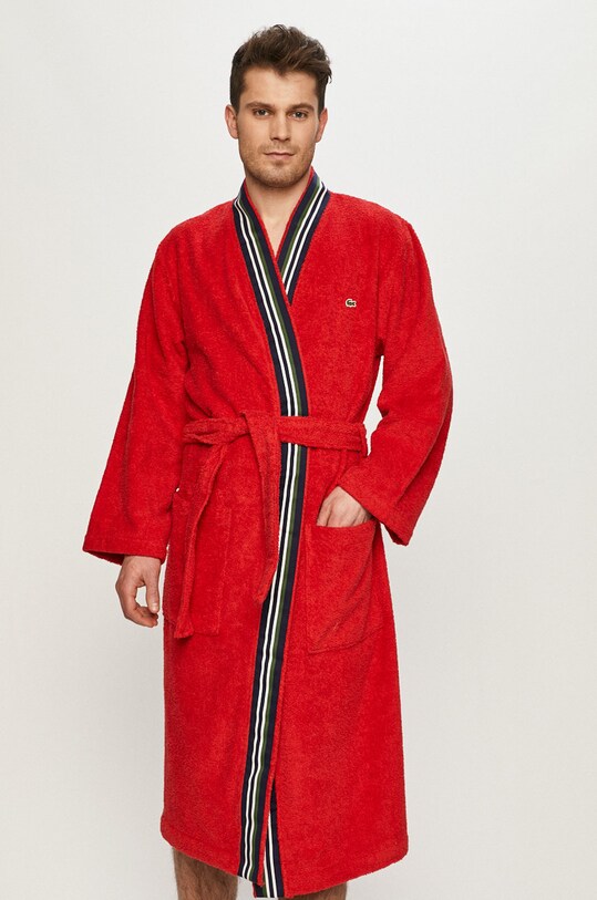 Lacoste szlafrok bawełna czerwony LCLUB