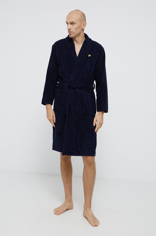 Lyle & Scott Szlafrok dzianina granatowy LUCAS.9058