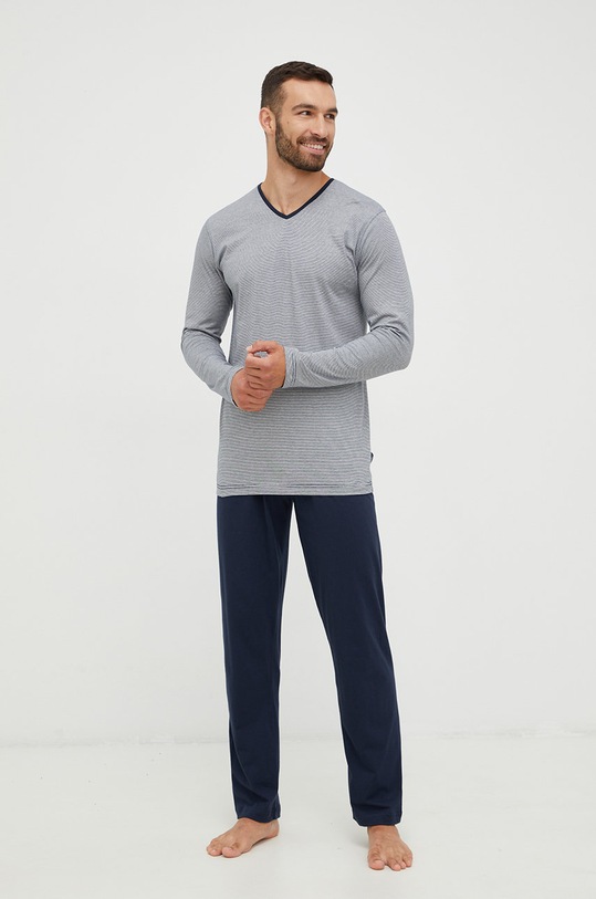 Tom Tailor piżama bawełniana bawełna granatowy 71112.5607.632