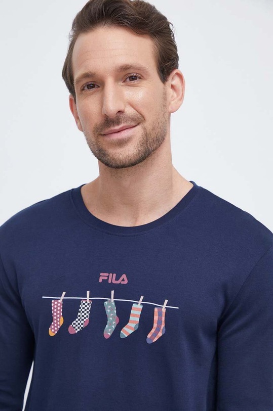 Bavlněné pyžamo Fila FPW1164 námořnická modř