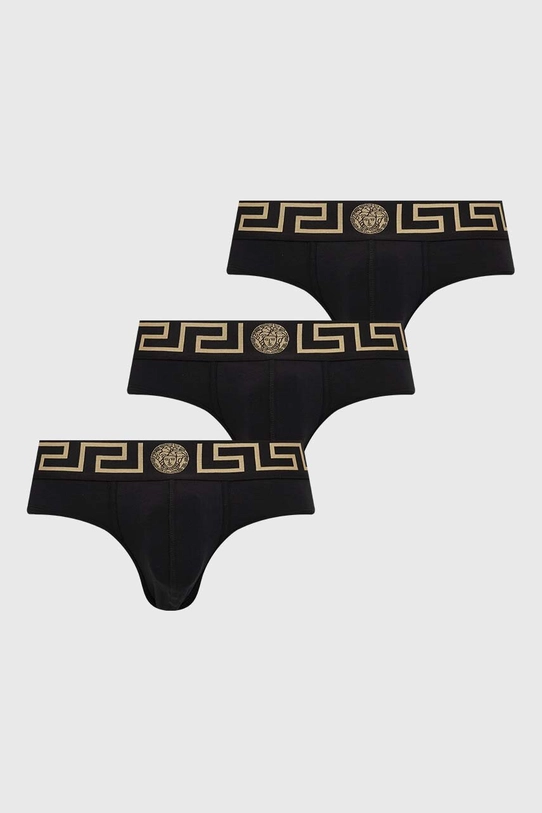 Versace slipy 3-pack bawełna czarny AU10327.A232741