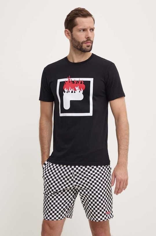 Fila piżama bawełniana nadruk czarny FPS1184