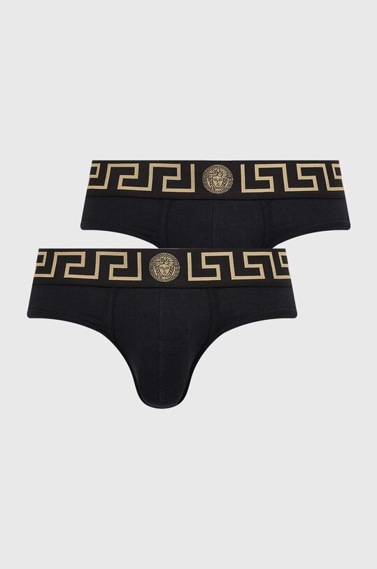 Versace slipy 2-pack nadruk czarny AU10180.1A10011