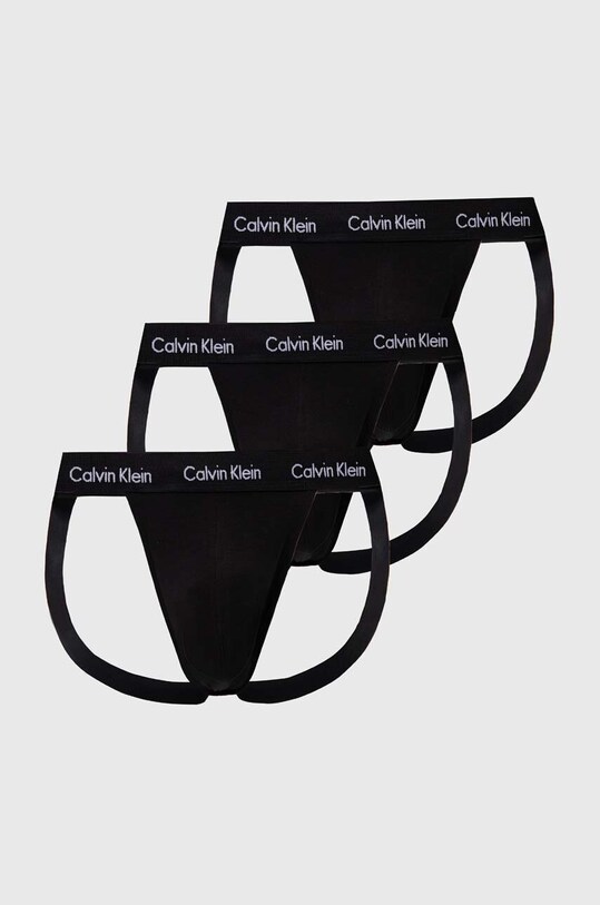 Jockstrapy Calvin Klein Underwear 3-pack pletenina černá 000NB3363A