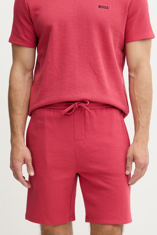BOSS loungewear kratke hlače moške z bombažem Waffle Shorts rdeča 50535884