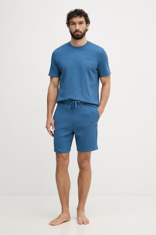 BOSS домашен къс панталон мъжки с памук Waffle Shorts 50535884 син AA00