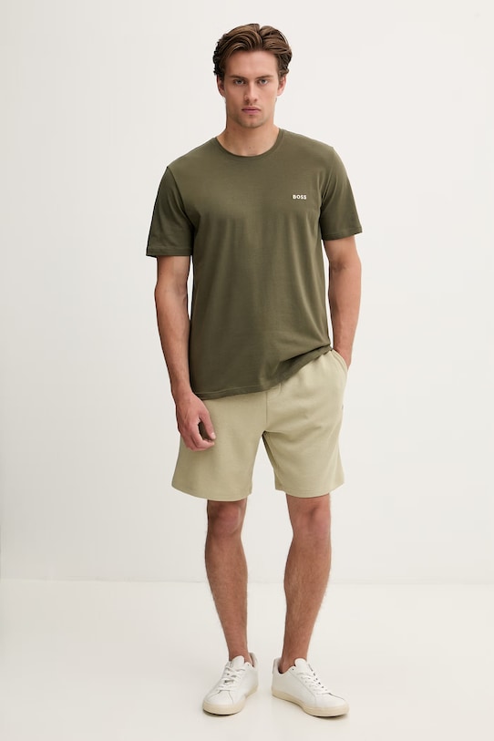 BOSS loungewear šortky pánské s bavlnou Waffle Shorts 50535884 zelená AA00