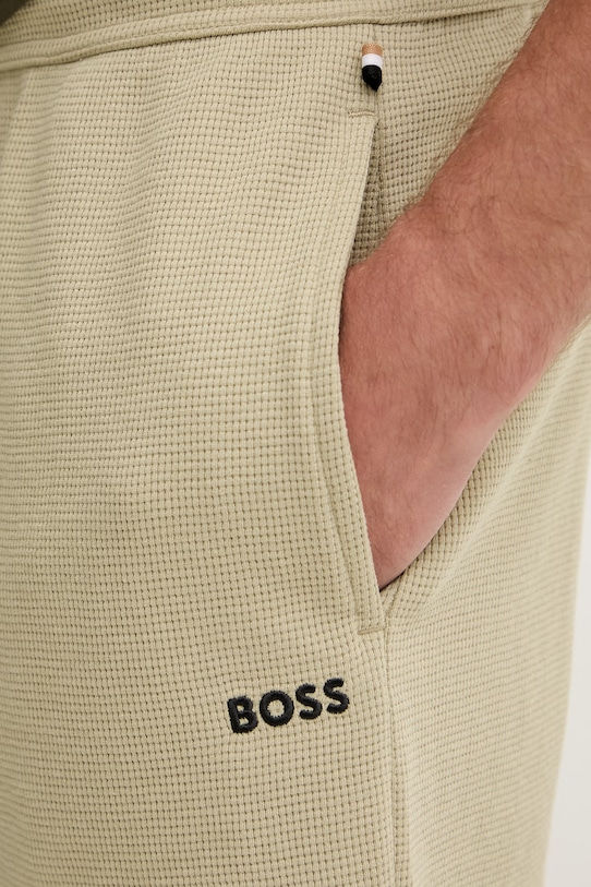 BOSS loungewear šortky pánské s bavlnou Waffle Shorts zelená 50535884