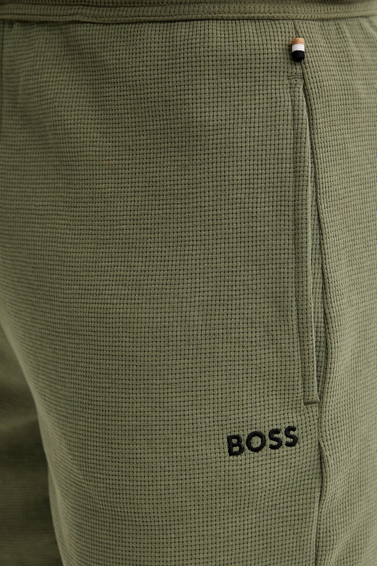 BOSS szorty lounge męskie z bawełną Waffle Shorts zielony 50535884