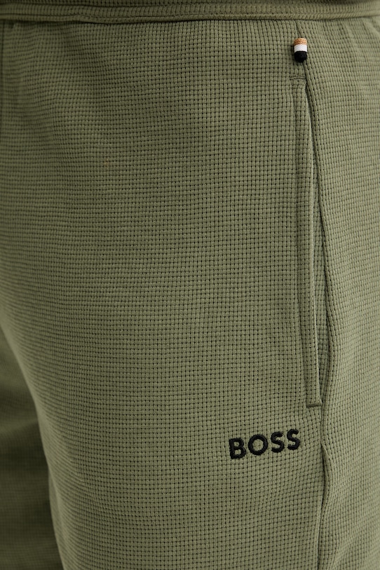 BOSS szorty lounge męskie z bawełną Waffle Shorts zielony 50535884