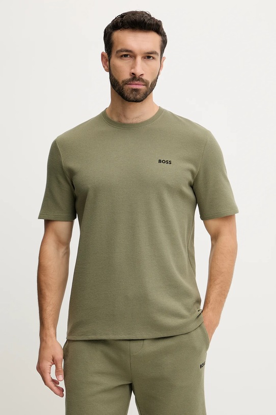 BOSS tricou lounge Waffle T-Shirt imprimeu verde 50535891