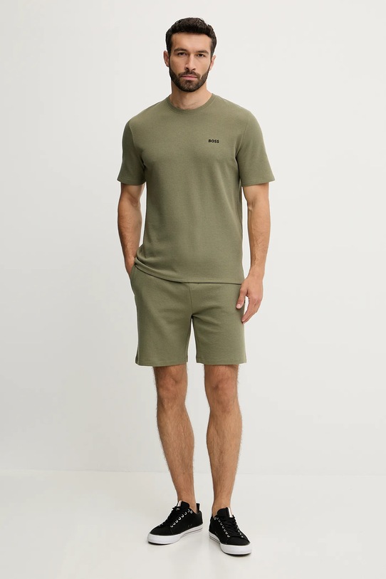 BOSS tricou lounge Waffle T-Shirt 50535891 verde AW25
