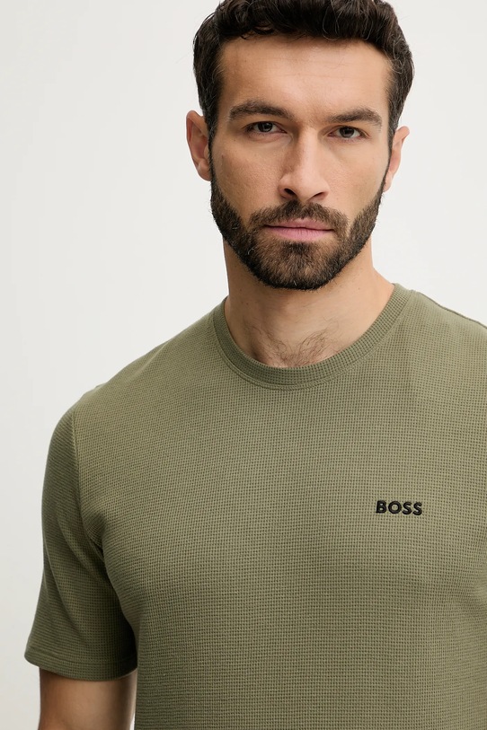 BOSS tricou lounge Waffle T-Shirt verde 50535891