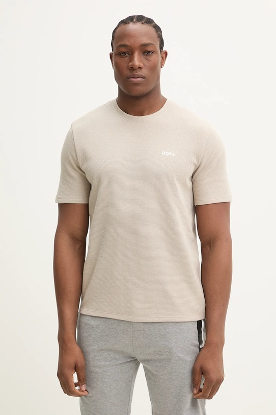 Homewear majica kratkih rukava BOSS Waffle T-Shirt Planet friendly bež 50535891
