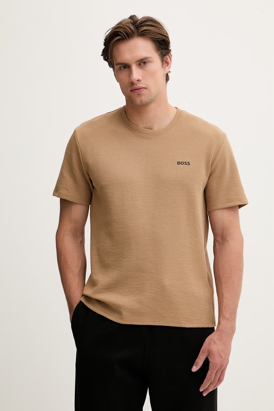 BOSS loungwear tričko pánské Waffle T-Shirt hnědá 50535891