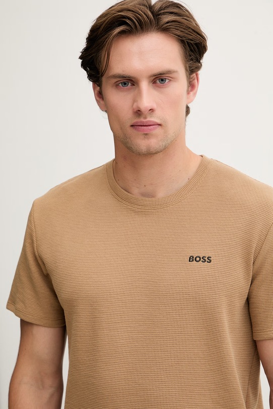 BOSS loungwear tričko pánské Waffle T-Shirt hnědá 50535891