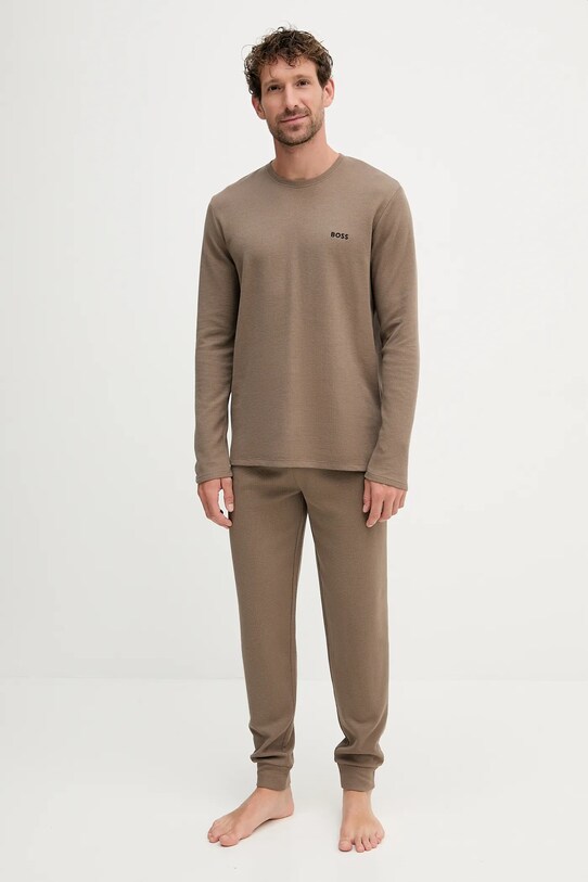 BOSS longsleeve lounge 50535870 brązowy AA00