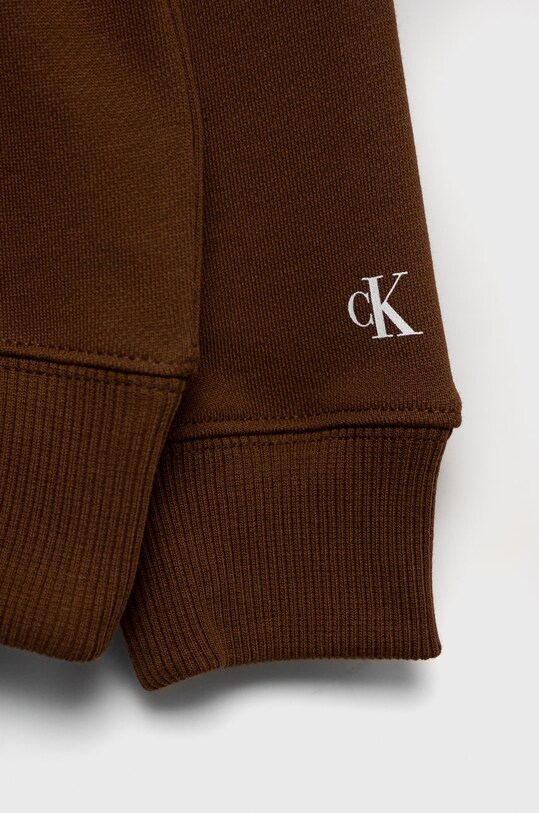 Мальчик Детская хлопковая кофта Calvin Klein Jeans IU0IU00162.9BYY коричневый