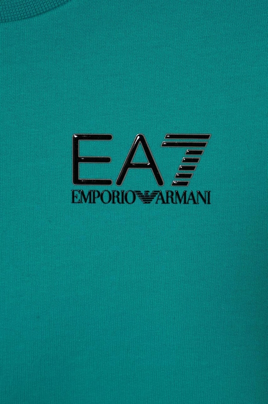 CHLAPEC Dětská bavlněná mikina EA7 Emporio Armani 8NBM51.BJ05Z tyrkysová