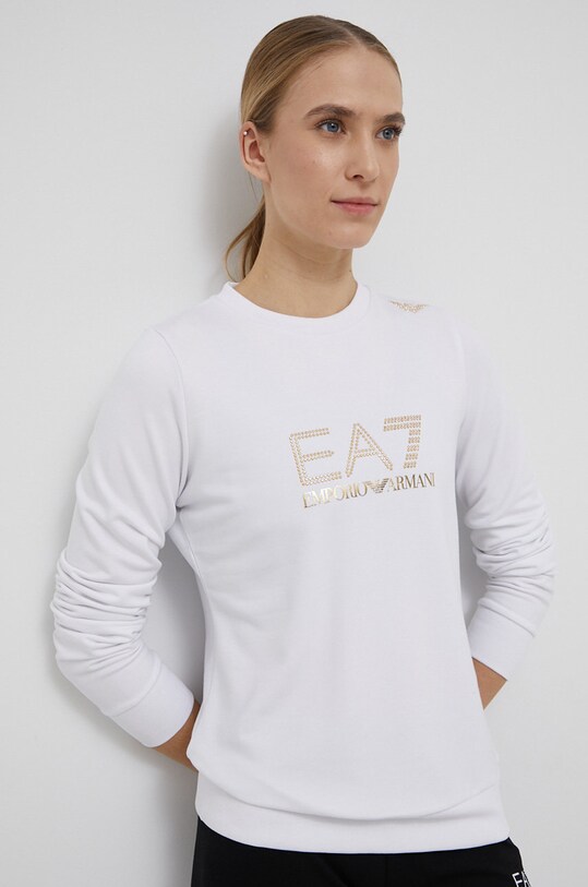 Mikina EA7 Emporio Armani bez kapuce bílá 8NTM45.TJ9RZ