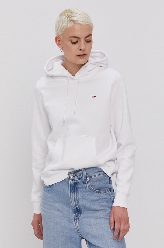 Mikina Tommy Jeans s kapucí bílá DW0DW09228