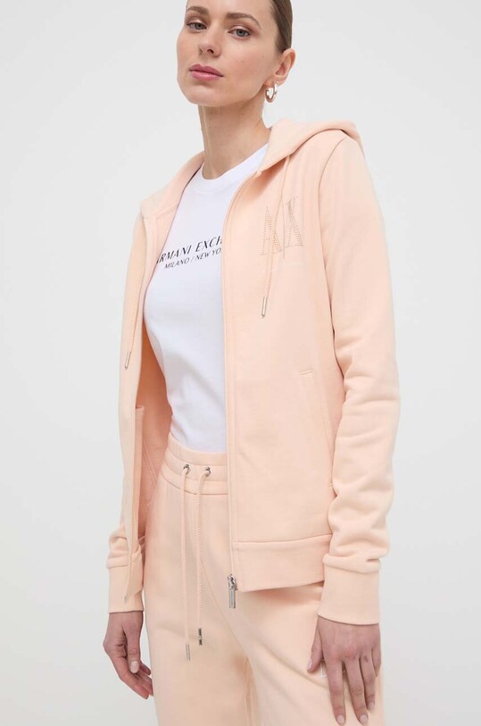 Armani Exchange bluza bawełniana z kapturem pomarańczowy 8NYM21.YJ68Z.NOS
