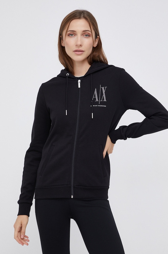 Bavlněná mikina Armani Exchange s kapucí černá 8NYM21.YJ68Z.NOS