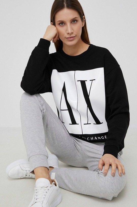Armani Exchange Hanorac de bumbac imprimeu negru 8NYM04.YJ68Z.NOS