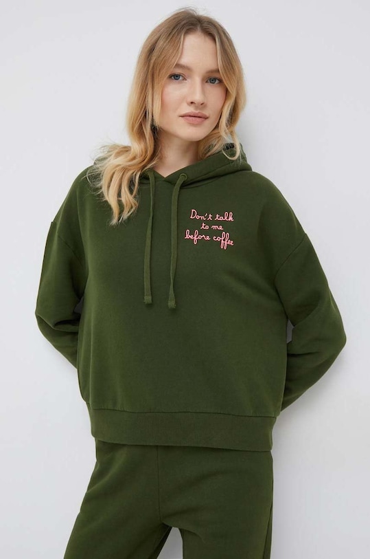 MC2 Saint Barth bluza bawełniana z kapturem zielony MIND005