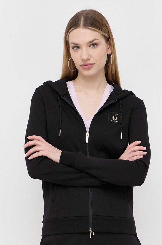 Armani Exchange bluza bawełniana z kapturem czarny 8NYM08.YJ68Z.NOS