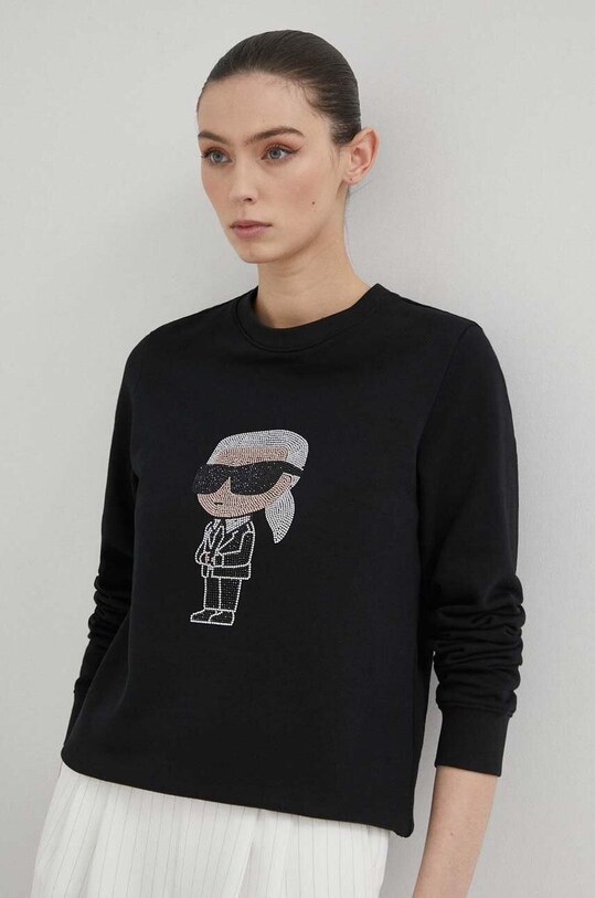 Karl Lagerfeld bluza bawełniana aplikacja czarny 230W1870