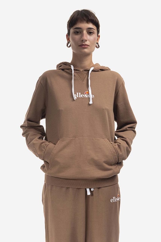 Ellesse felpa in cotone Daphni Oh Hoody con marrone SGM14014