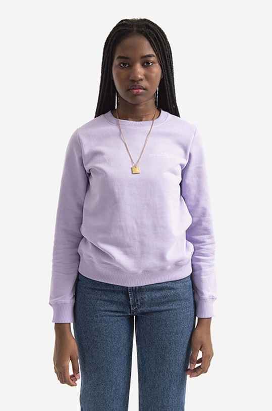 A.P.C. bluza bawełniana Sweat Item F nadruk fioletowy COEAS.F27663