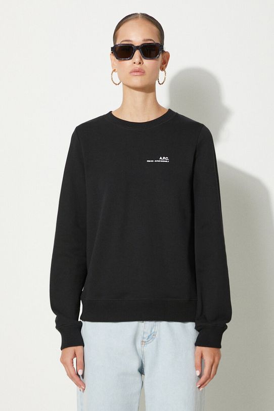 Бавовняна кофта A.P.C. Sweat Item F надрук чорний COEAS.F27663